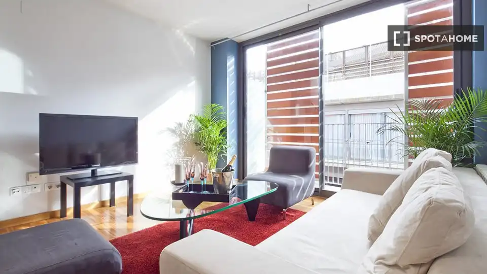 Sala de estar de Apartamento para compartir en Barcelona con Aire acondicionado, Calefacción y Terraza
