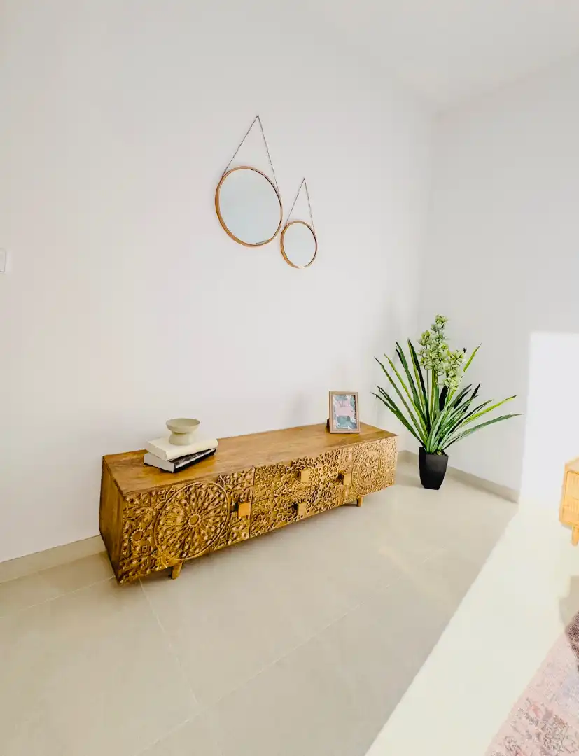 Sala d'estar de Casa adosada en venda en Calpe / Calp amb Aire condicionat, Calefacció i Jardí privat