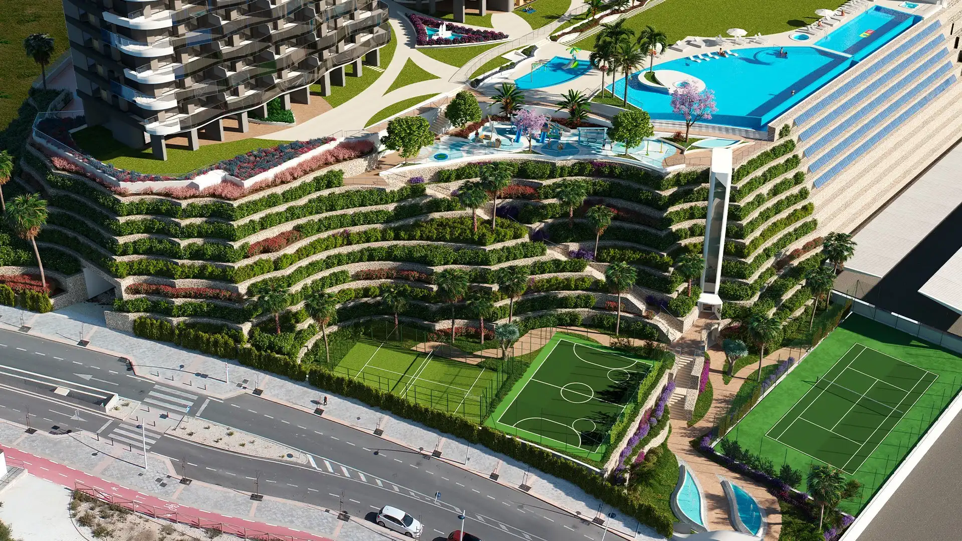 Swimming pool of Flat for sale in Benidorm  with Air Conditioner, Terrace and Swimming Pool