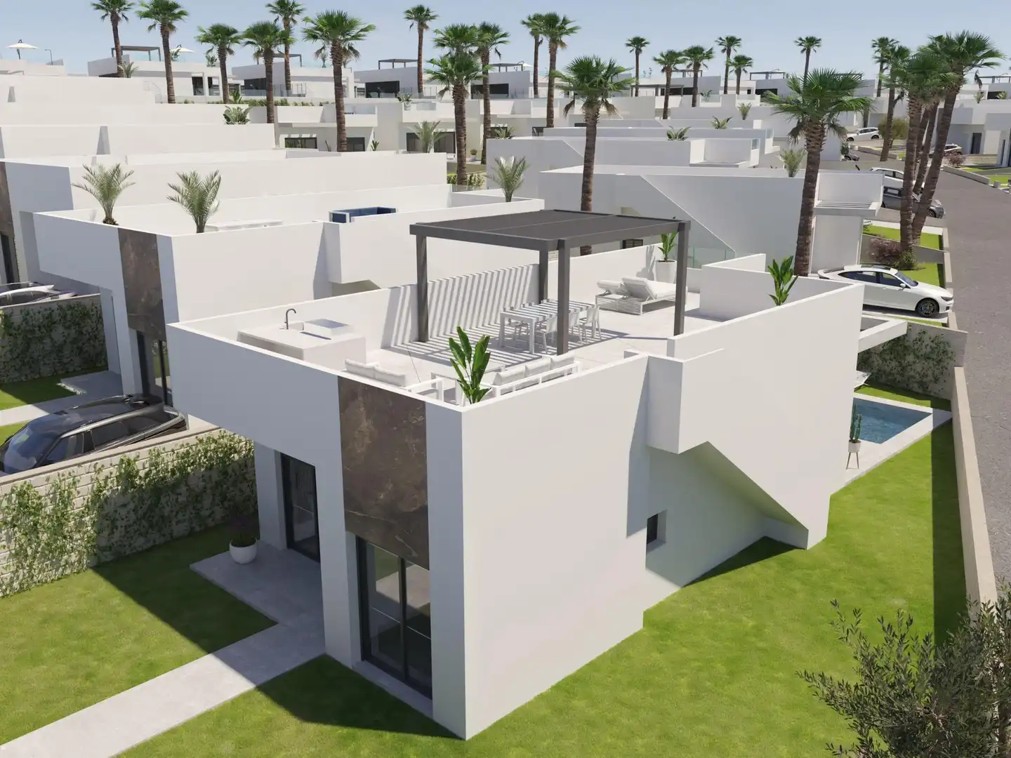 Vista exterior de Casa o chalet en venta en Algorfa con Jardín privado, Terraza y Piscina