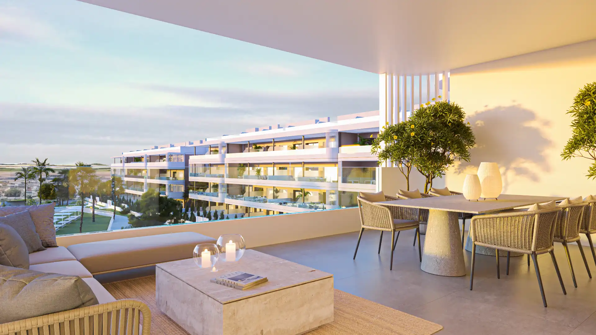 Terrasse von Wohnungen zum Verkauf in Torrevieja mit Klimaanlage, Heizung und Privatgarten