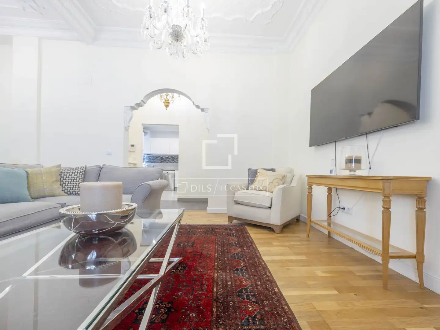 Living room of Flat for rent in Valencia  with Air Conditioner, Parquet flooring and Furnished