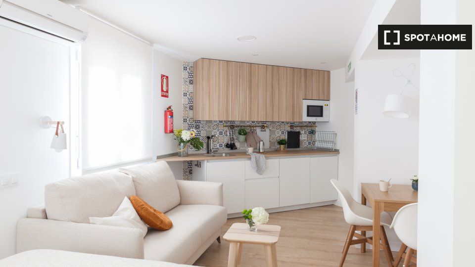Living room of Flat to rent in  Madrid Capital  with Air Conditioner, Heating and Furnished