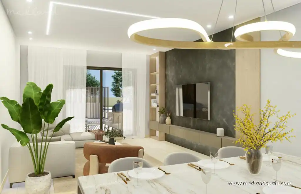 Sala de estar de Apartamento en venta en Pilar de la Horadada con Terraza y Piscina comunitaria
