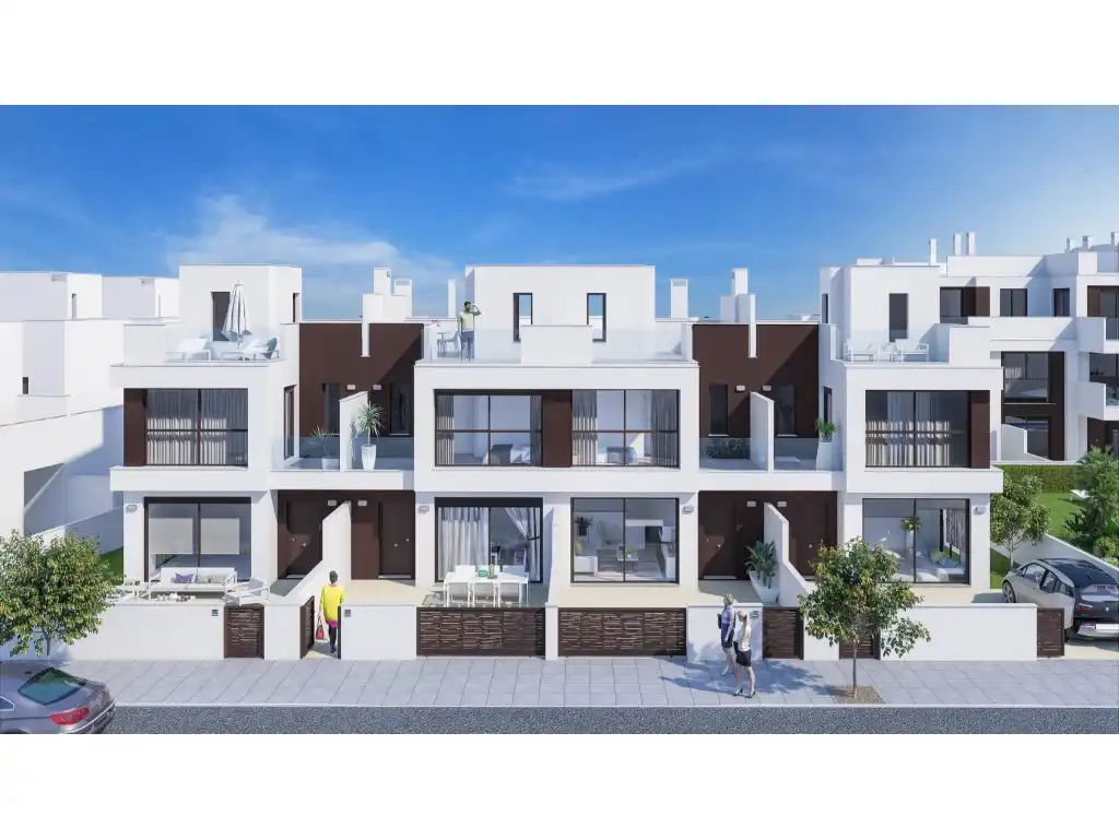 Vista exterior de Casa o chalet en venta en Pilar de la Horadada con Aire acondicionado, Jardín privado y Piscina