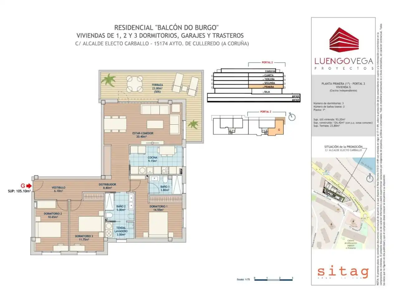 Wohnung zum Verkauf in Culleredo mit Klimaanlage, Privatgarten und Terrasse