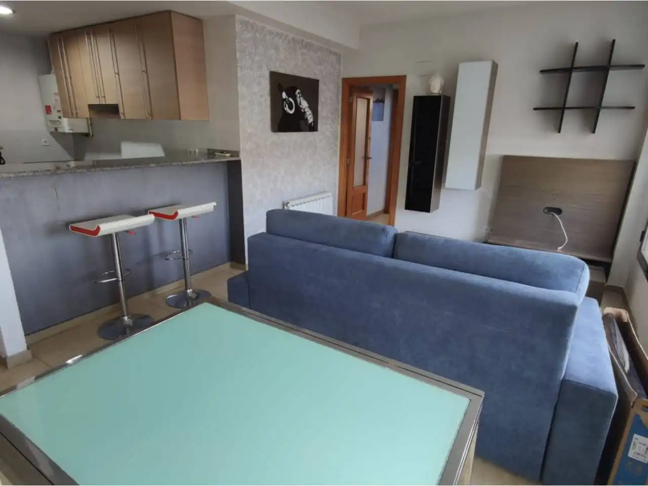 Wohnzimmer von Wohnung zum Verkauf in Fornells de la Selva mit Klimaanlage, Heizung und Terrasse