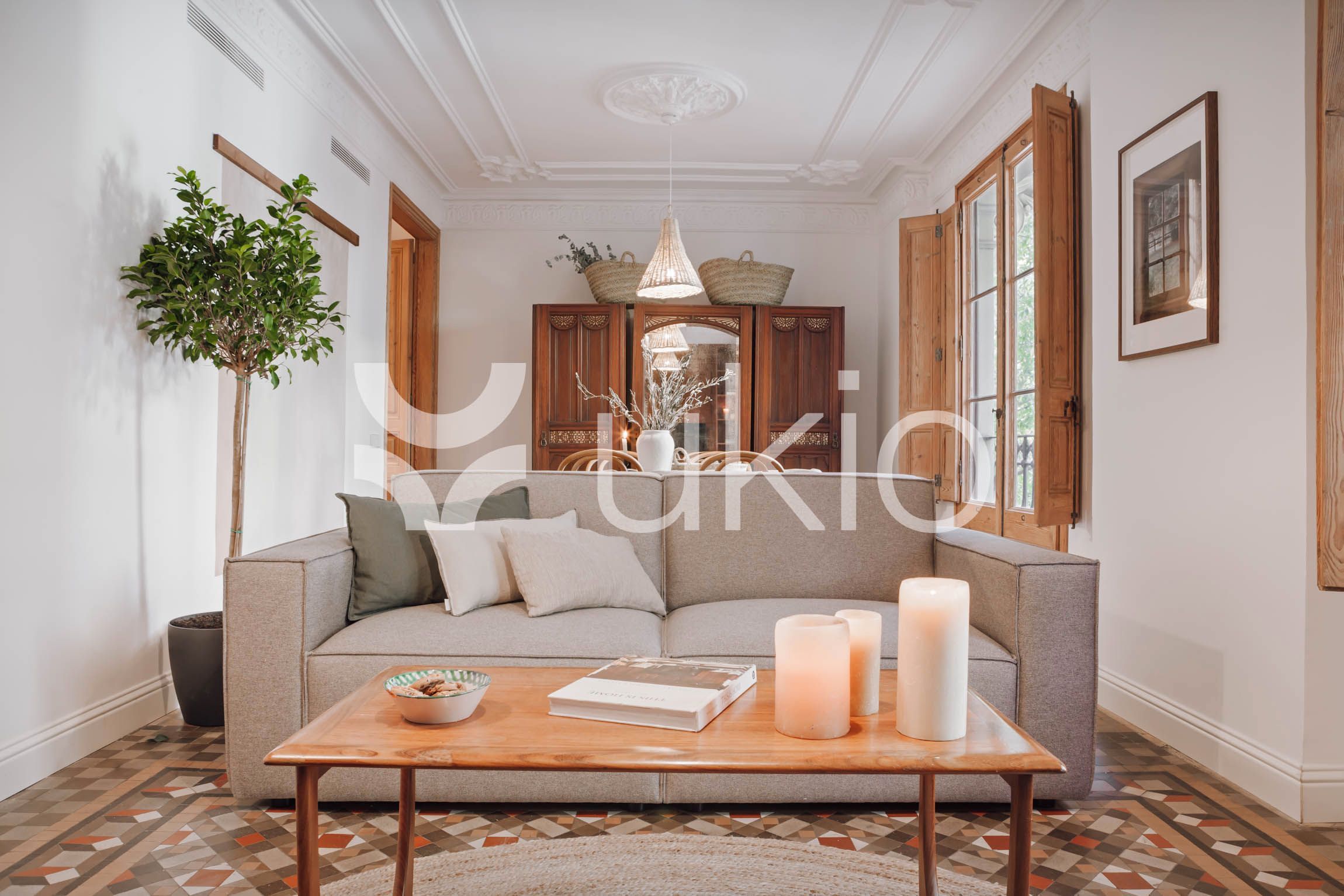 Living room of Apartments for rent in  Barcelona Capital  with Air Conditioner, Terrace and Furnished