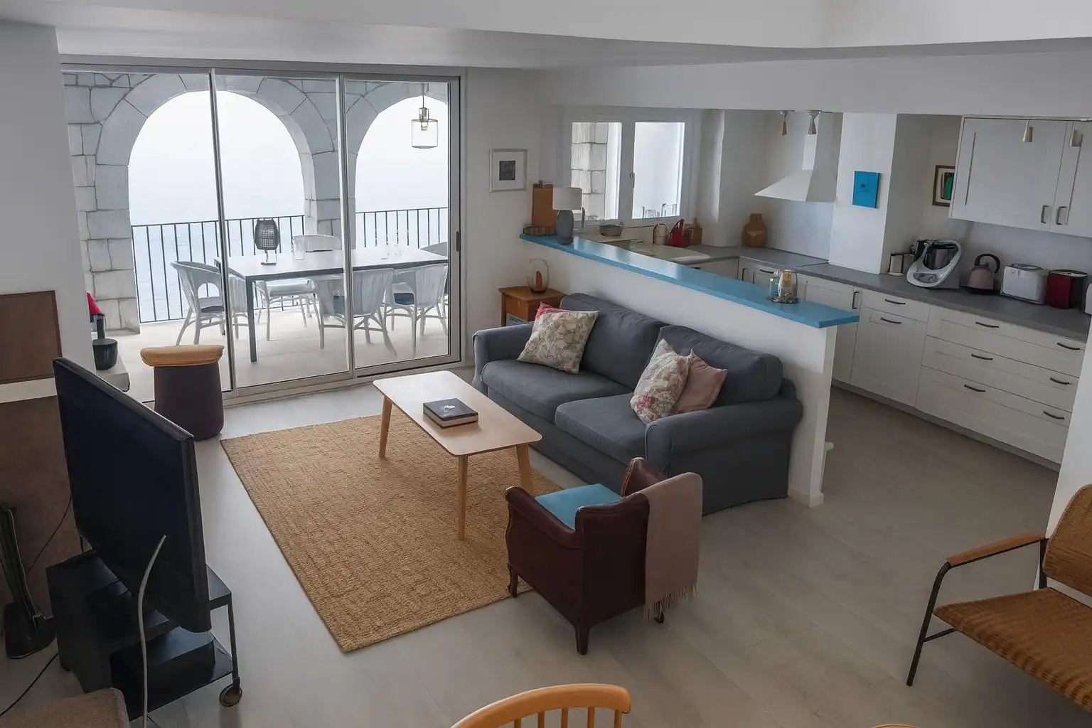 Wohnzimmer von Wohnung zum Verkauf in L'Escala mit Heizung, Terrasse und Balkon