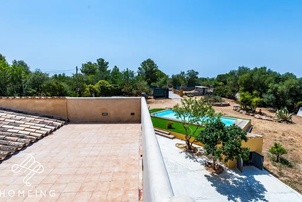 Terrace of Country homes for rent in Llucmajor  with Air Conditioner, Private garden and Swimming Pool