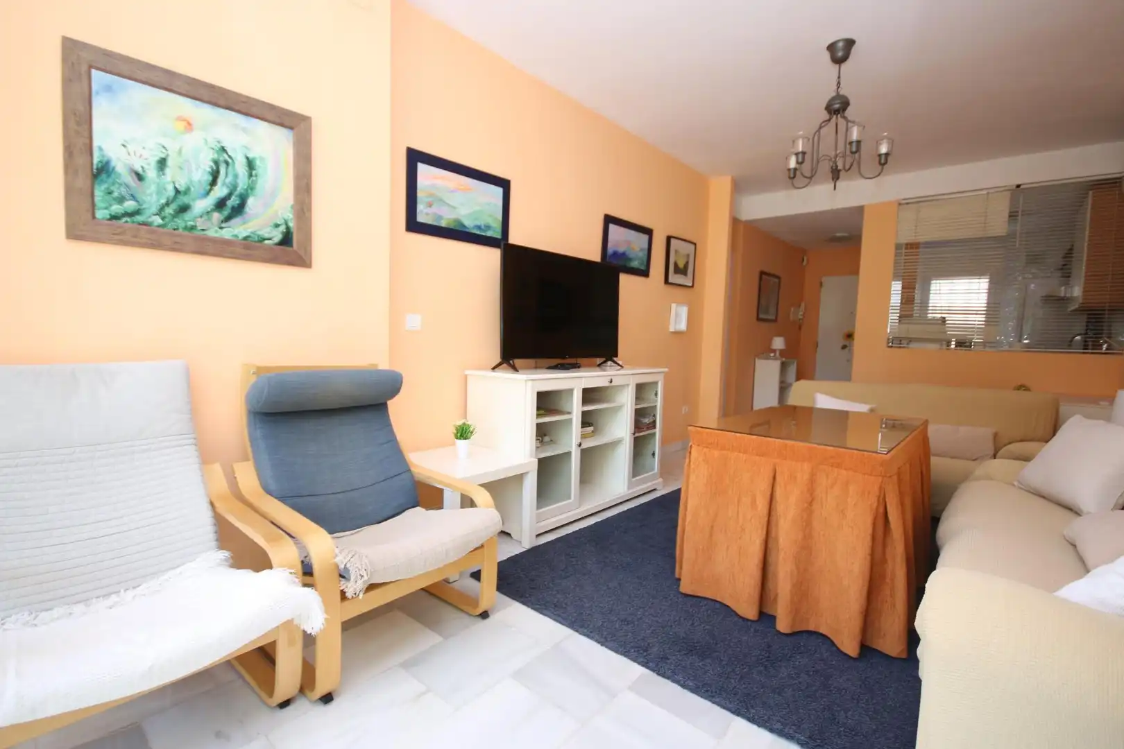Sala de estar de Apartamento en venta en Islantilla con Aire acondicionado, Calefacción y Jardín privado