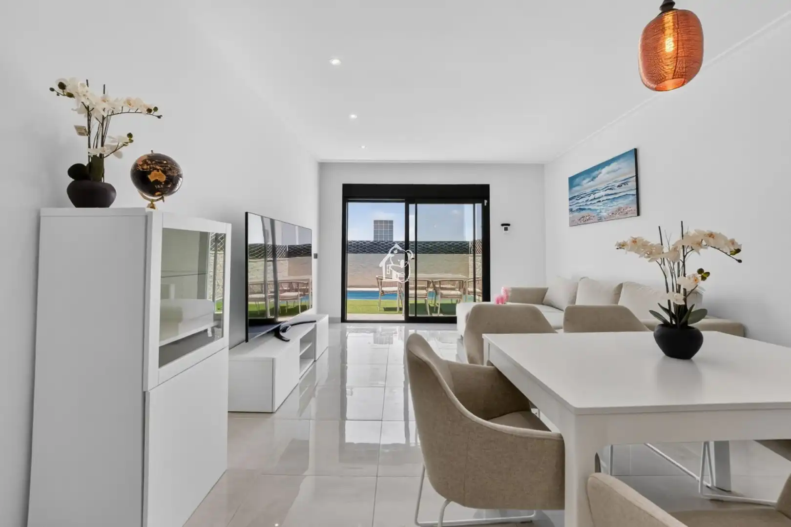 Sala d'estar de Casa o xalet de lloguer en Benijófar amb Aire condicionat, Jardí privat i Terrassa