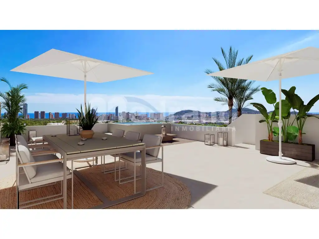 Terrassa de Casa o xalet en venda en Finestrat amb Aire condicionat, Jardí privat i Terrassa