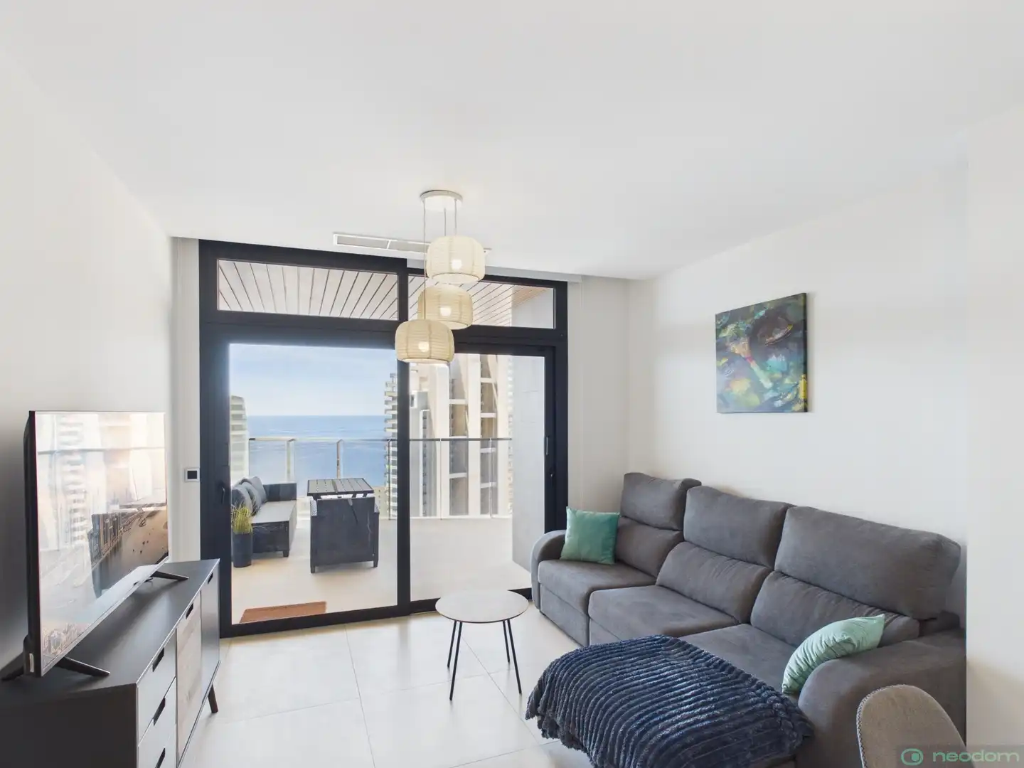 Wohnzimmer von Wohnung zur Miete in Benidorm mit Klimaanlage, Heizung und Terrasse
