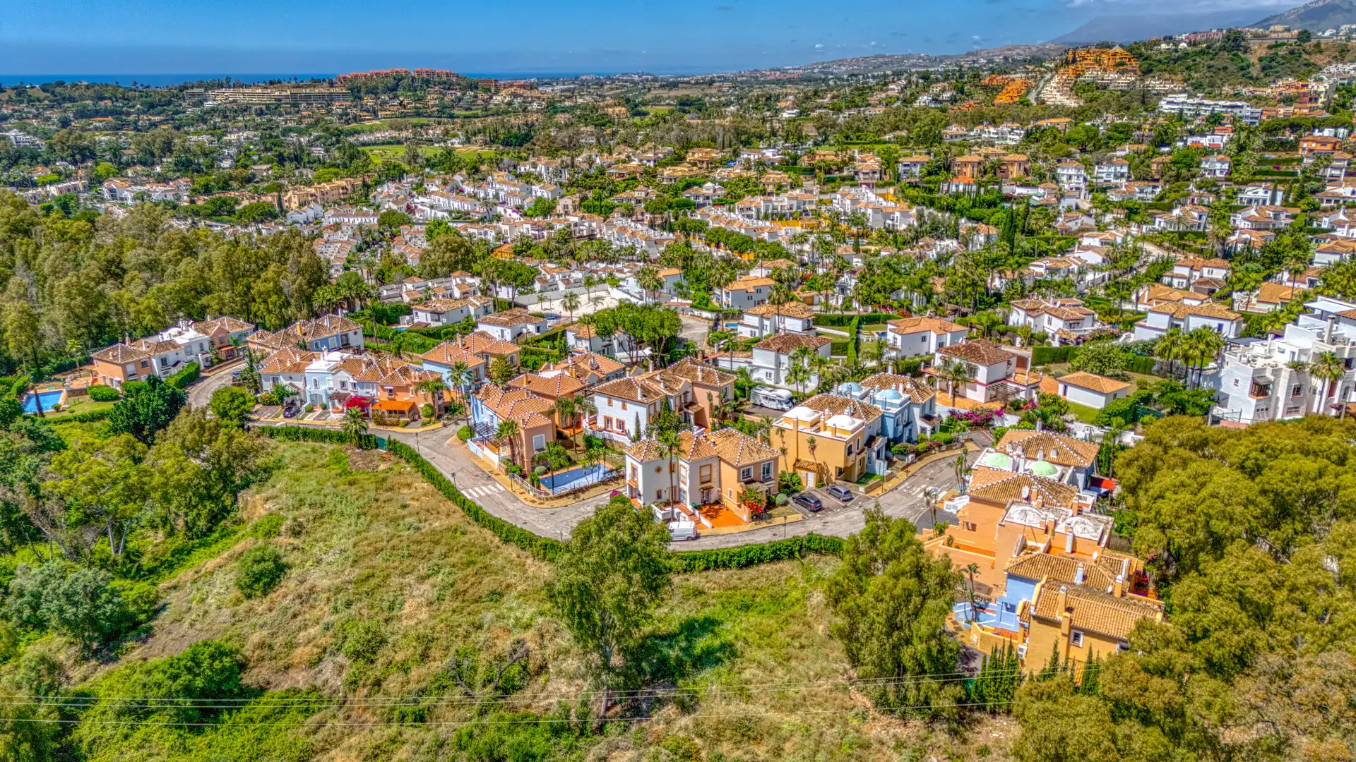 Exterior view of Detached homes for sale in Marbella  with Air Conditioner, Terrace and Swimming Pool