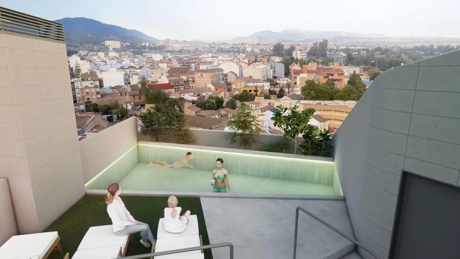 Schwimmbecken von Wohnung zum Verkauf in Murcia mit Klimaanlage, Heizung und Privatgarten