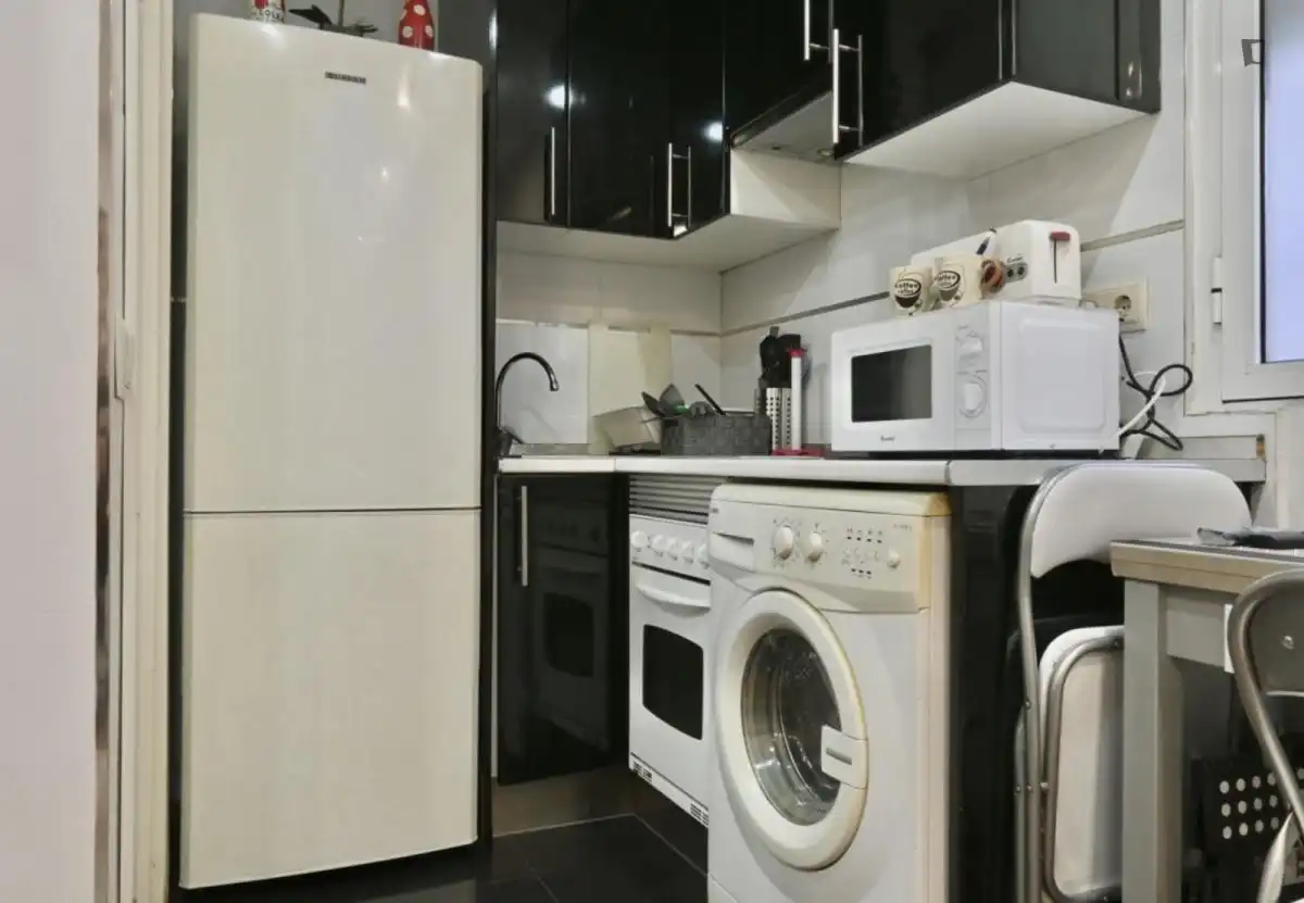 Cuina de Estudi de lloguer en Madrid amb Aire condicionat, Moblat i Forn