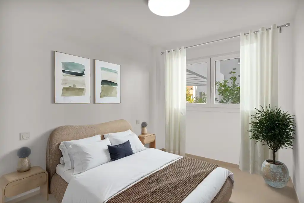 Dormitori de Apartament en venda en Manilva amb Aire condicionat, Jardí privat i Terrassa