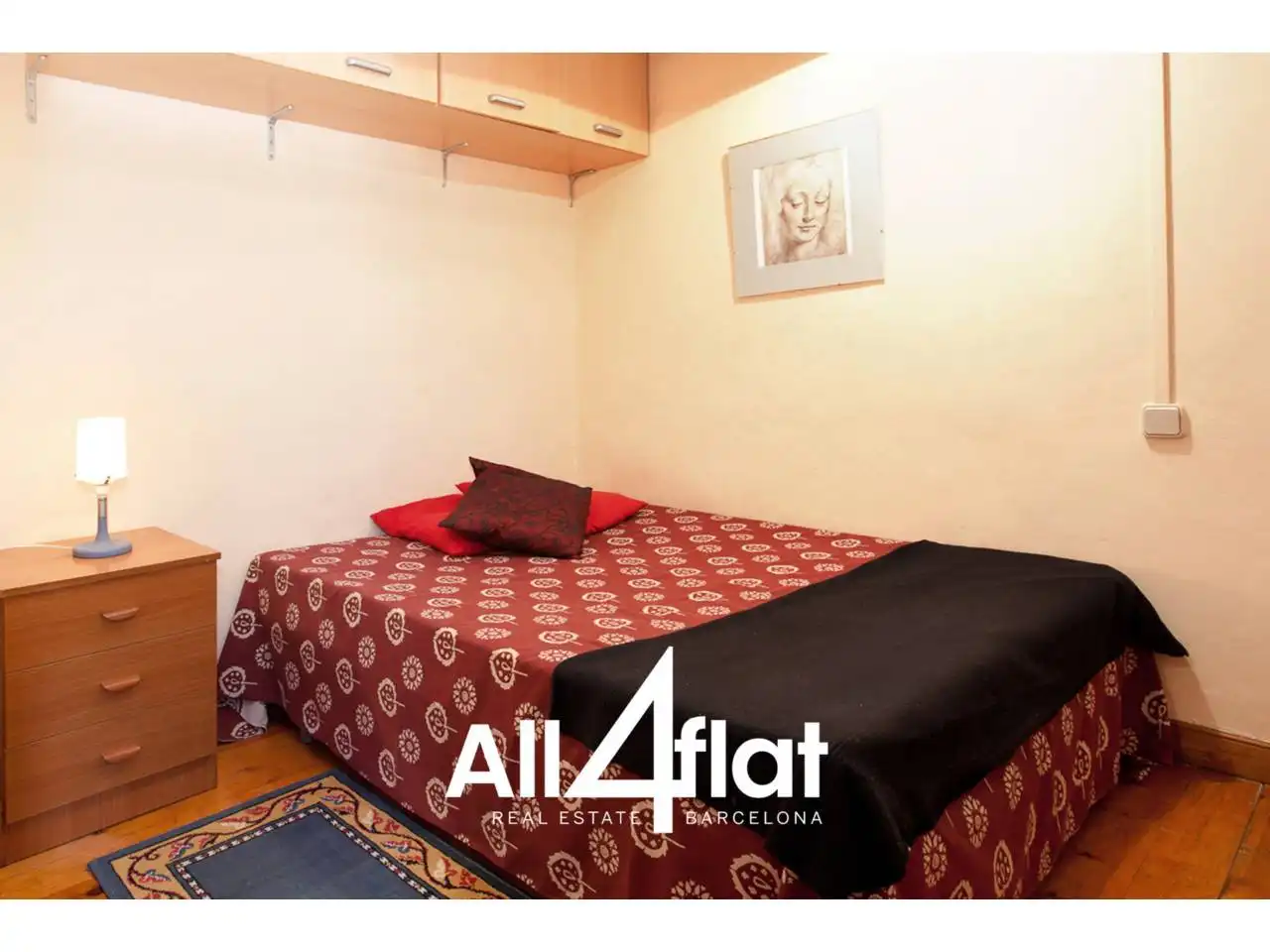 Bedroom of Study for rent in Barcelona  with Air Conditioner, Parquet flooring and Furnished