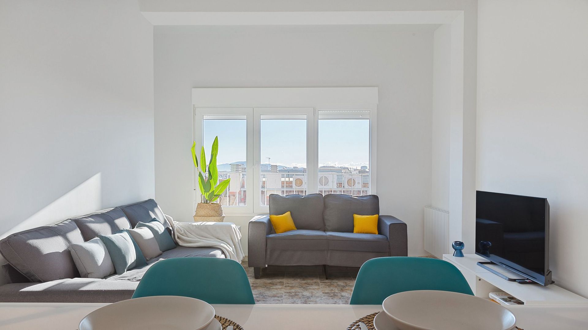 Sala d'estar de Pis de lloguer en Sabadell amb Aire condicionat, Calefacció i Moblat