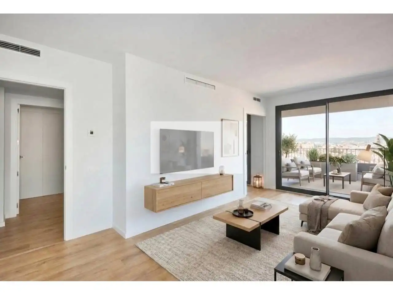 Living room of Flat for rent in Sabadell  with Air Conditioner, Heating and Parquet flooring