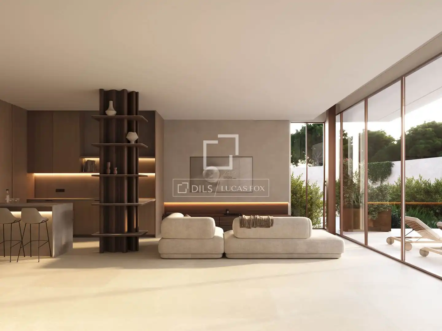 Wohnzimmer von Haus oder Chalet zum Verkauf in Santa Eulària des Riu mit Klimaanlage, Heizung und Privatgarten