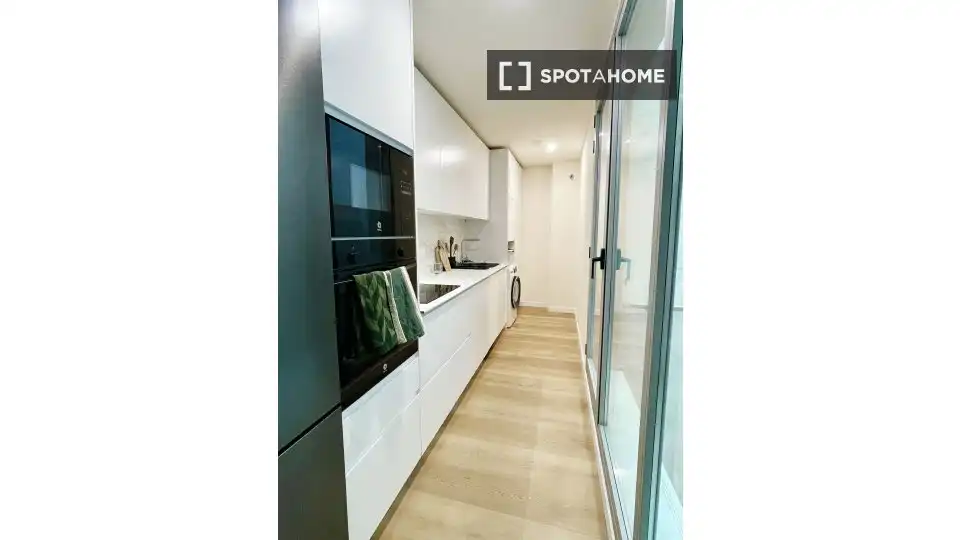 Cuina de Apartament per a compartir en Málaga amb Aire condicionat, Terrassa i Moblat
