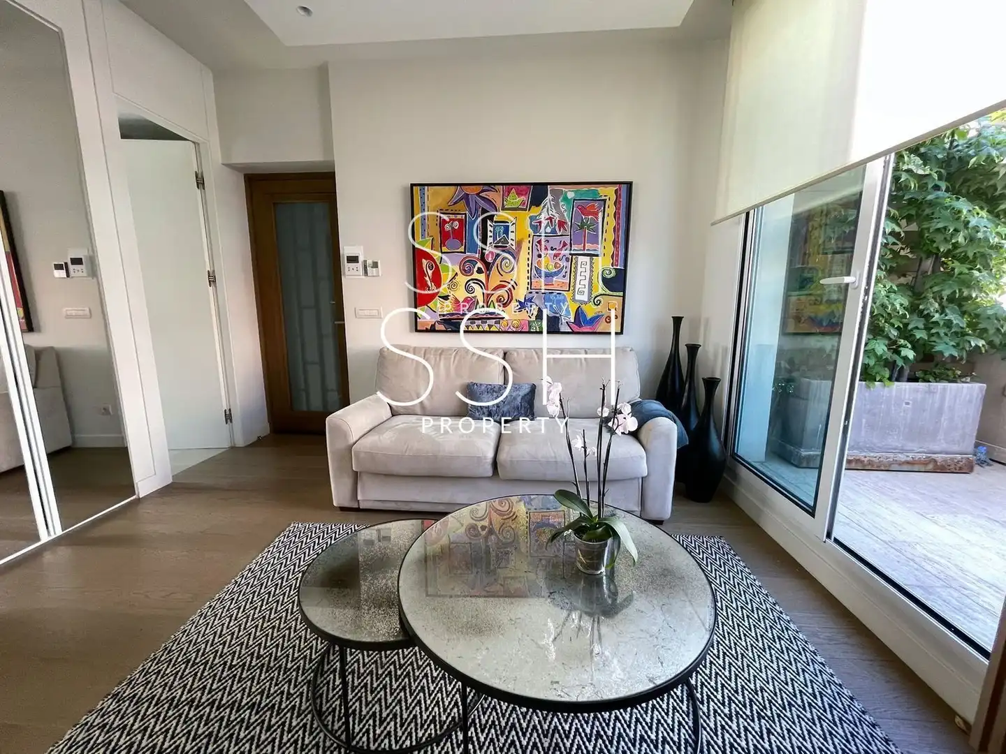 Wohnzimmer von Wohnung zur Miete in Madrid mit Klimaanlage, Terrasse und Möbliert