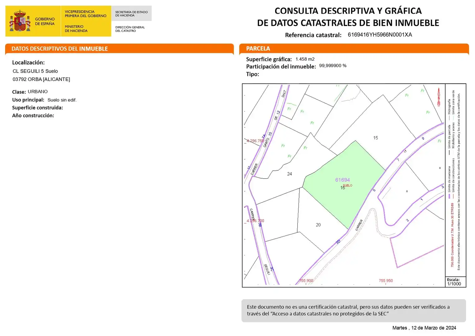 Residential land for sale in Orba