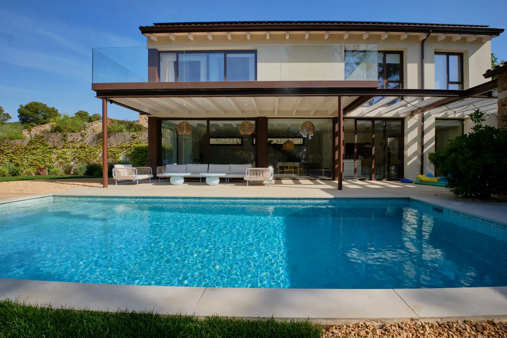Swimming pool of Houses for rent in Mont-ras  with Air Conditioner, Heating and Private garden