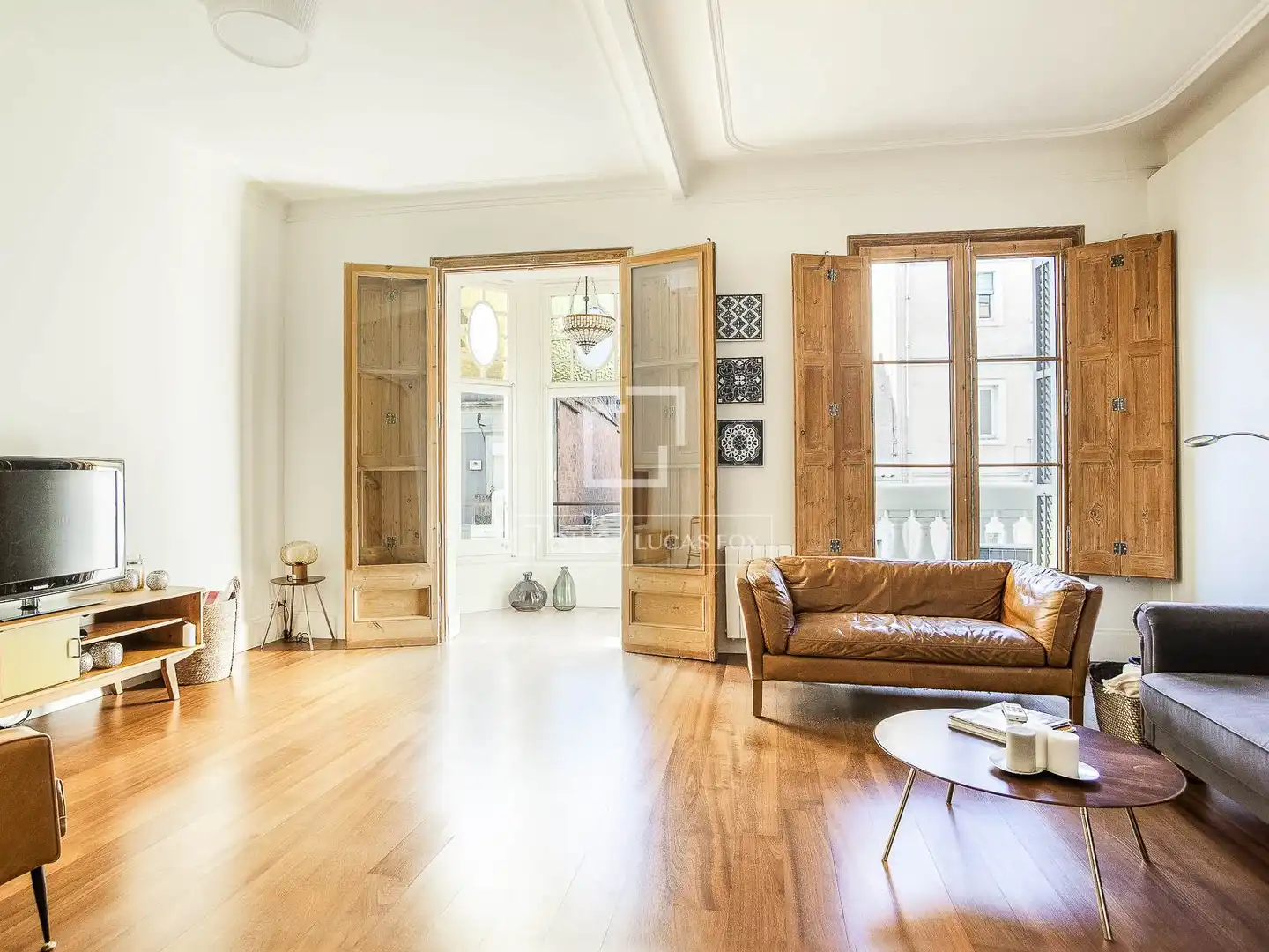 Sala de estar de Piso en venta en Barcelona con Calefacción, Amueblado y Balcón