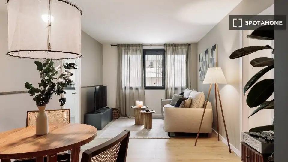 Living room of Flat for rent in Barcelona  with Air Conditioner, Heating and Furnished