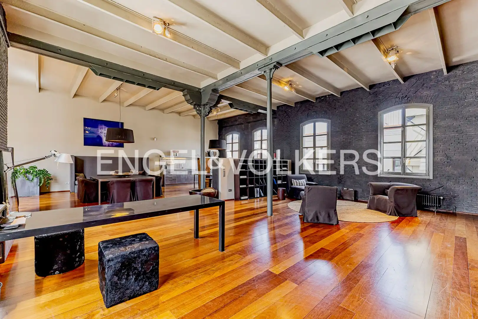 Sala de estar de Loft de alquiler en Barcelona con Aire acondicionado, Calefacción y Parquet