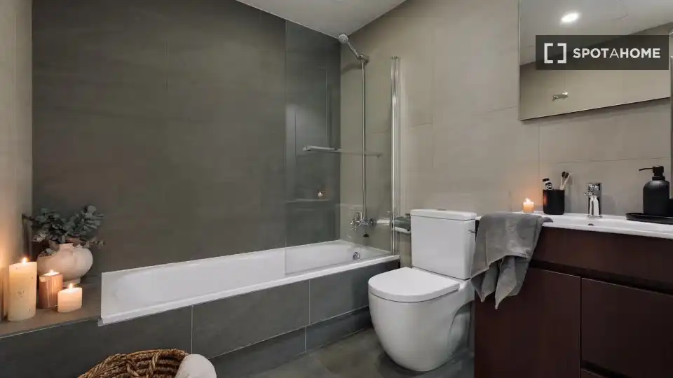 Bany de Apartament per a compartir en Barcelona amb Aire condicionat, Terrassa i Moblat