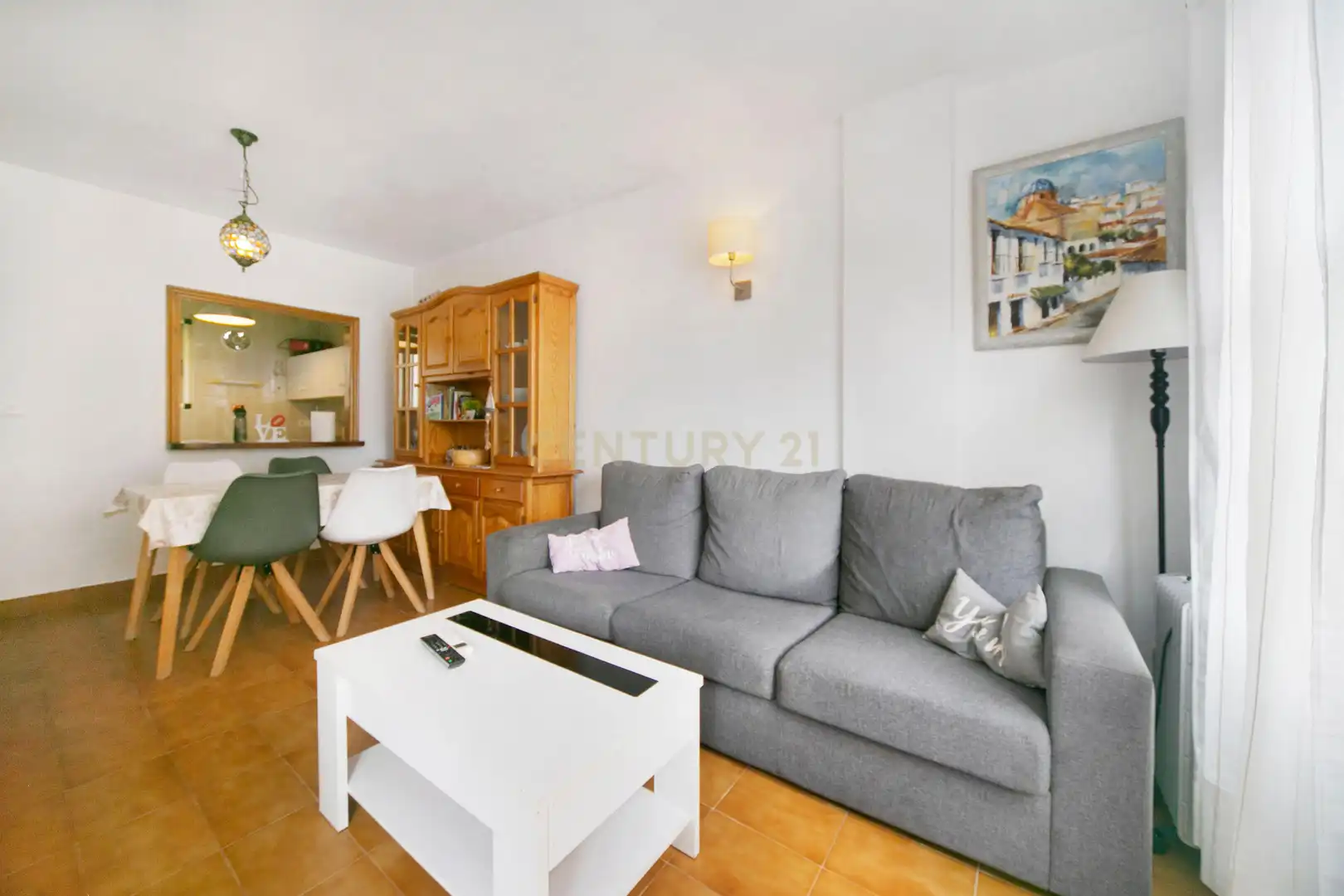 Sala d'estar de Apartament de lloguer en Calpe / Calp amb Aire condicionat, Rentadora i Microones