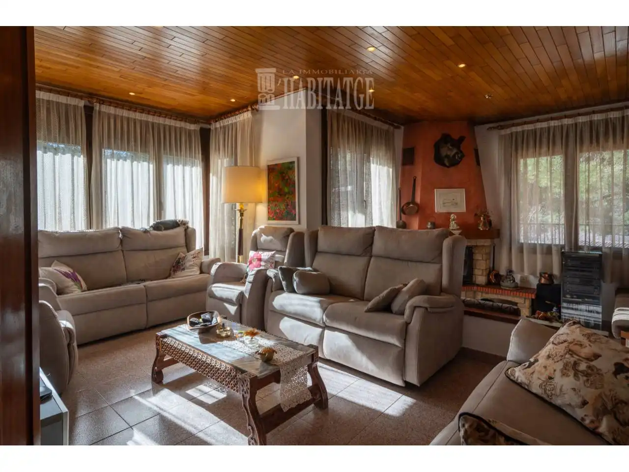 Sala de estar de Casa o chalet en venta en Aiguafreda con Aire acondicionado, Calefacción y Jardín privado