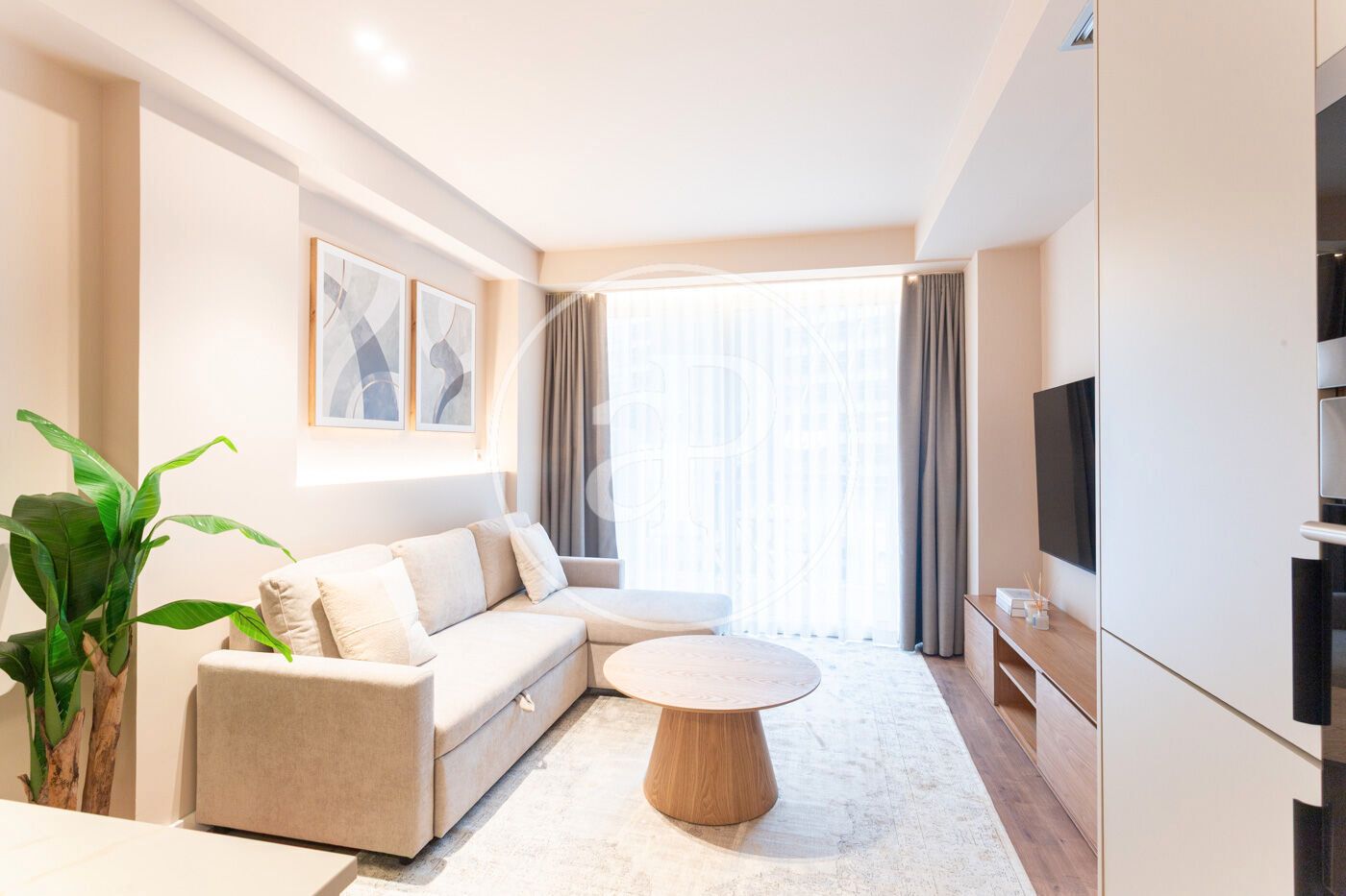 Sala d'estar de Pis de lloguer en  Barcelona Capital amb Aire condicionat, Calefacció i Moblat