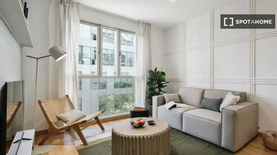 Sala d'estar de Apartament per a compartir en Barcelona amb Aire condicionat, Terrassa i Moblat