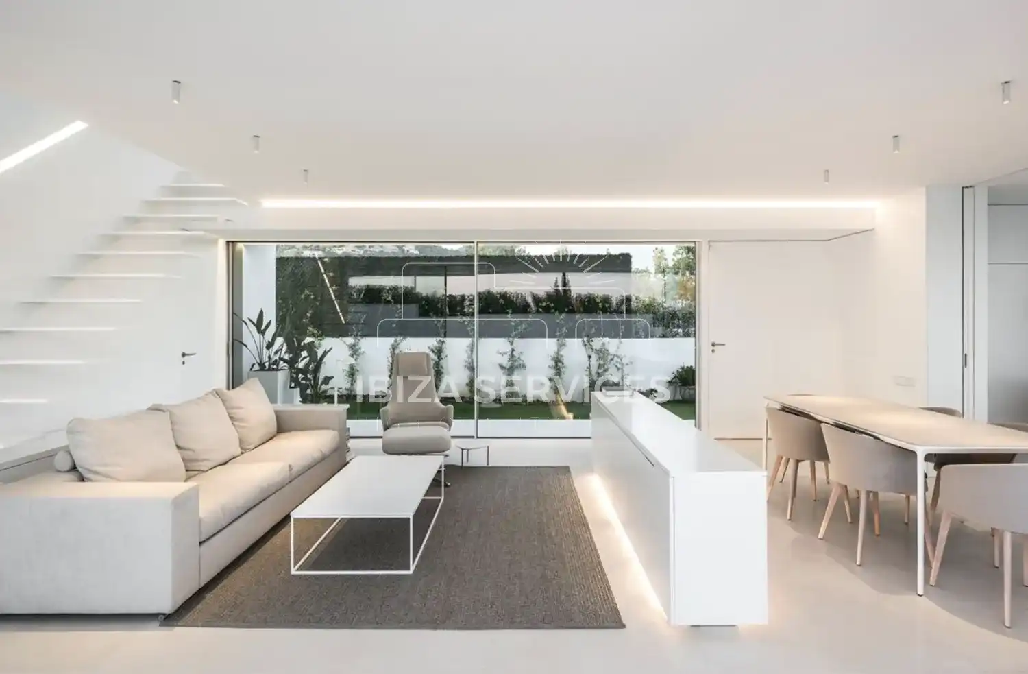 Sala de estar de Casa o chalet de alquiler en Santa Eulària des Riu con Aire acondicionado, Jardín privado y Piscina