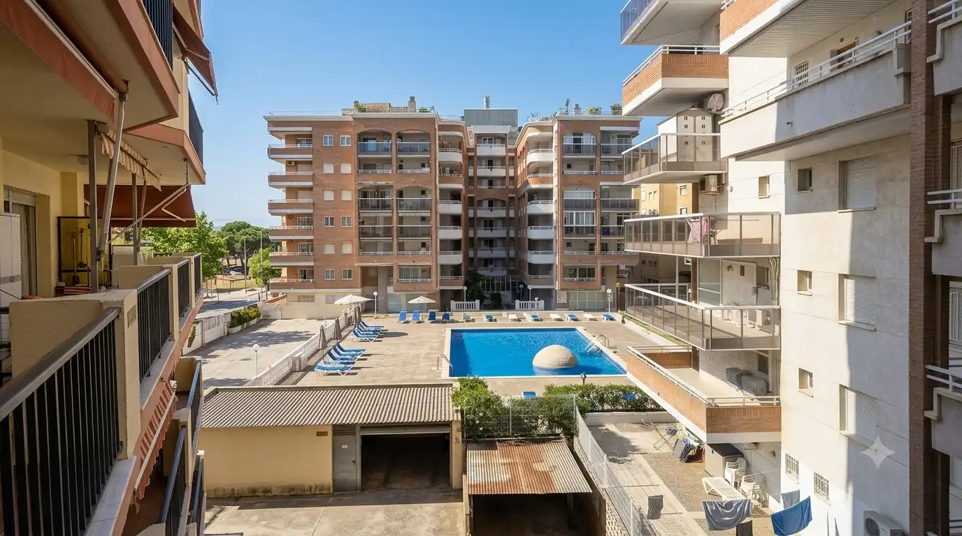Schwimmbecken von Wohnungen zum Verkauf in Salou mit Klimaanlage, Heizung und Terrasse
