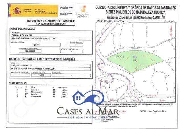Finca rústica en Venta en N/A, 283 en Useras /  Les Useres