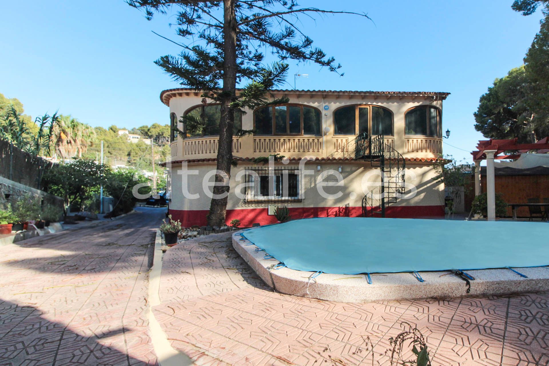 Außenansicht von Einfamilien-Reihenhaus zum Verkauf in Altea mit Klimaanlage, Terrasse und Schwimmbad