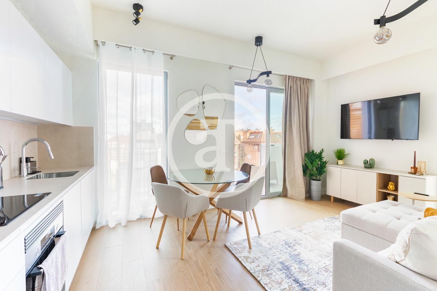 Sala d'estar de Pis de lloguer en  Madrid Capital amb Aire condicionat, Calefacció i Moblat