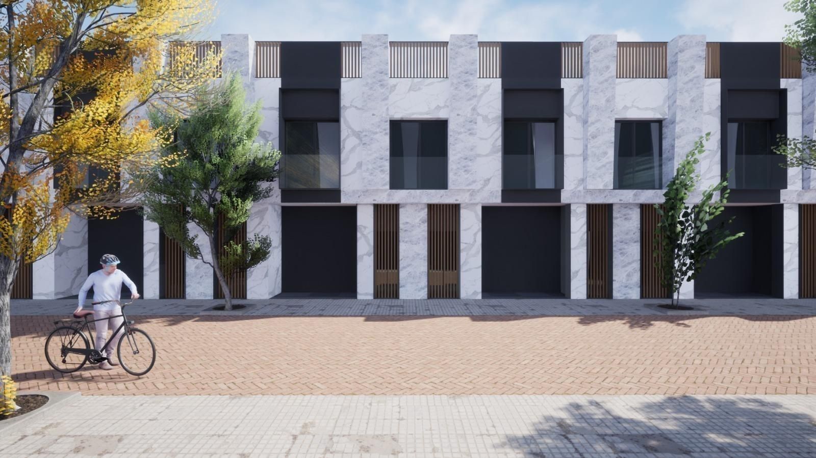 Vista exterior de Casa adosada en venta en Badajoz Capital con Jardín privado, Terraza y Piscina