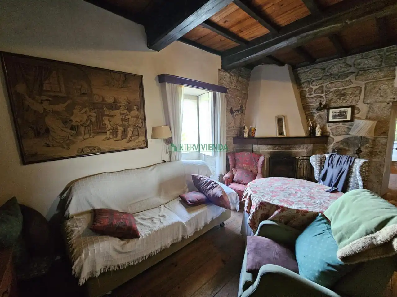 Sala de estar de Finca rústica en venta en A Cañiza   con Calefacción, Jardín privado y Terraza