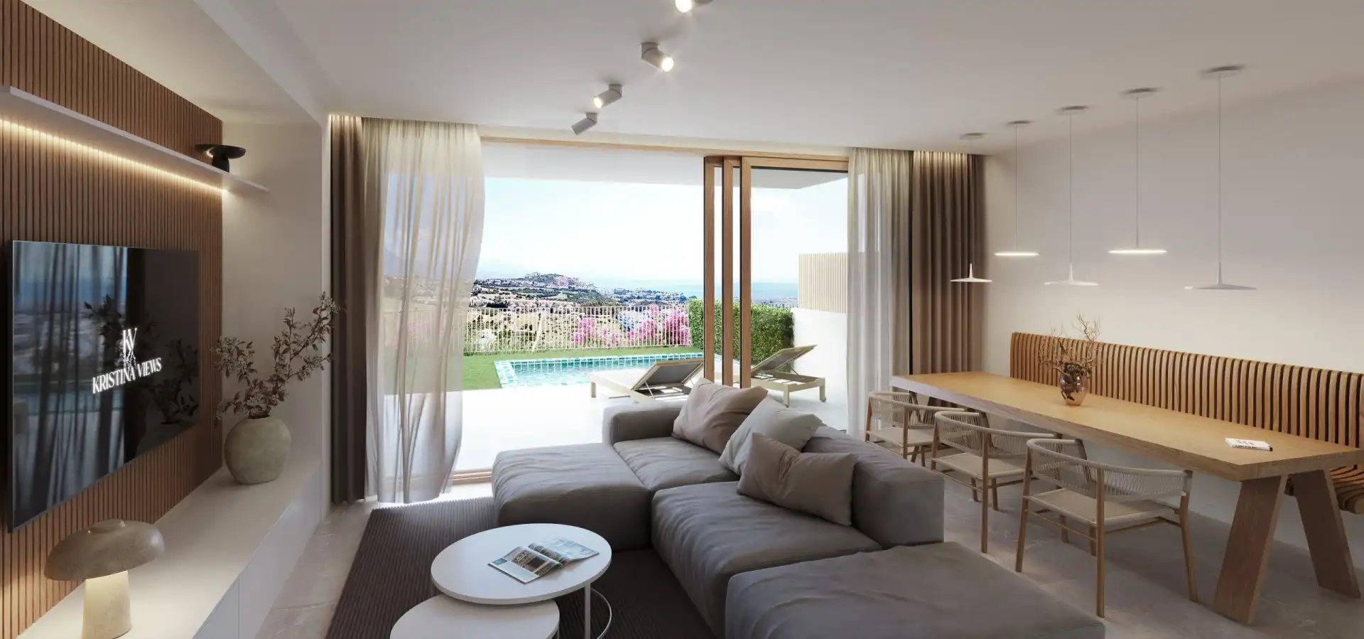 Sala de estar de Casa o chalet en venta en Manilva con Aire acondicionado, Calefacción y Jardín privado