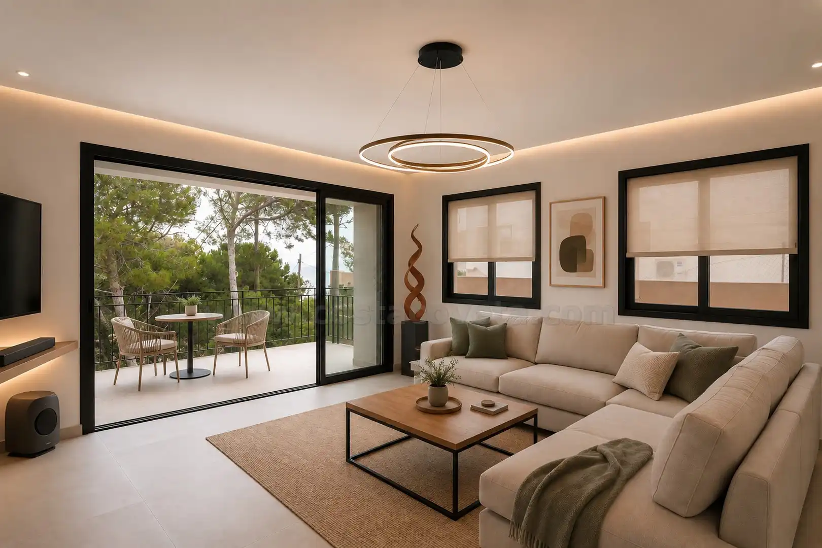 Sala d'estar de Casa o xalet en venda en El Campello amb Aire condicionat, Jardí privat i Terrassa