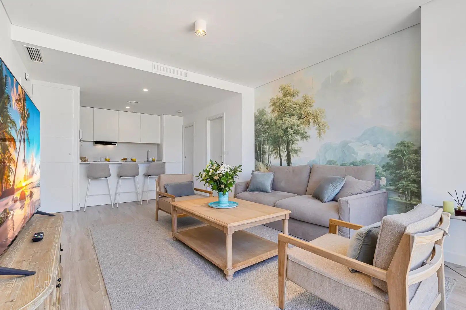 Sala de estar de Apartamento de alquiler en Mijas con Aire acondicionado, Calefacción y Jardín privado
