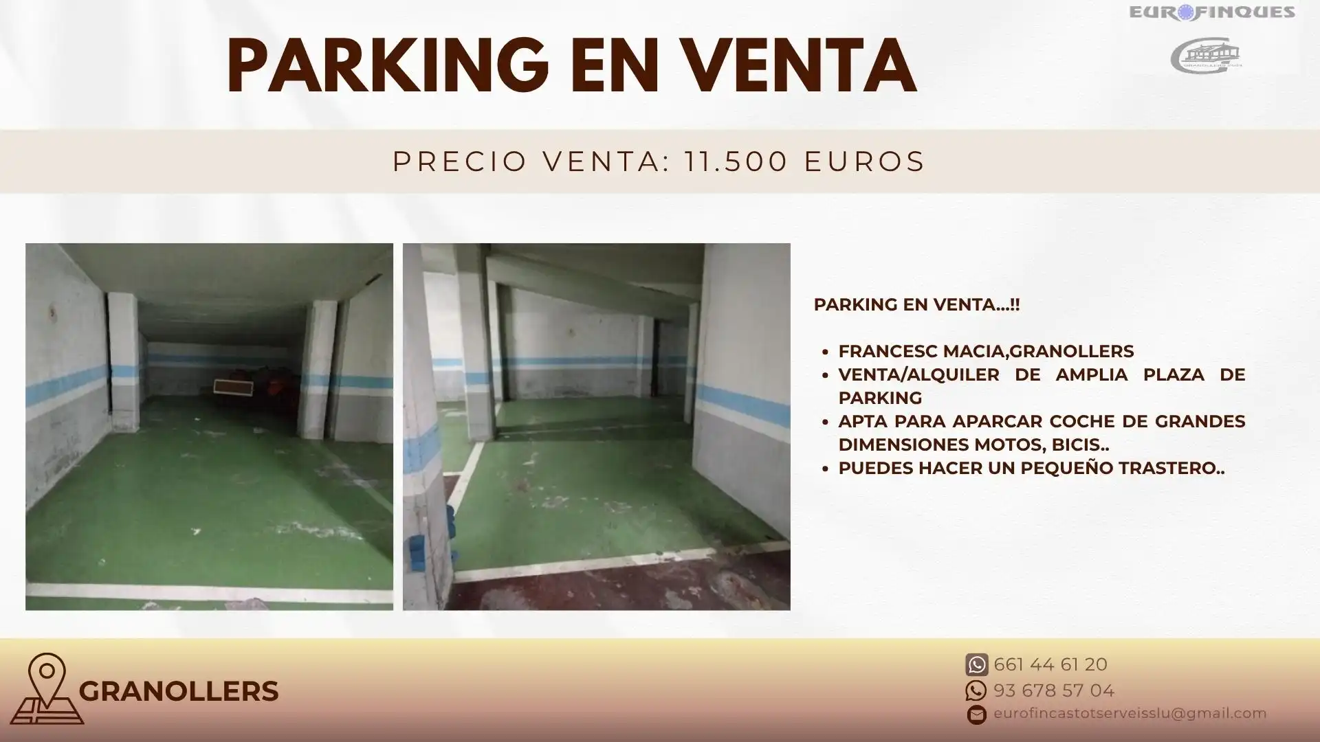 Parking de Garaje en venta en Granollers con Alarma