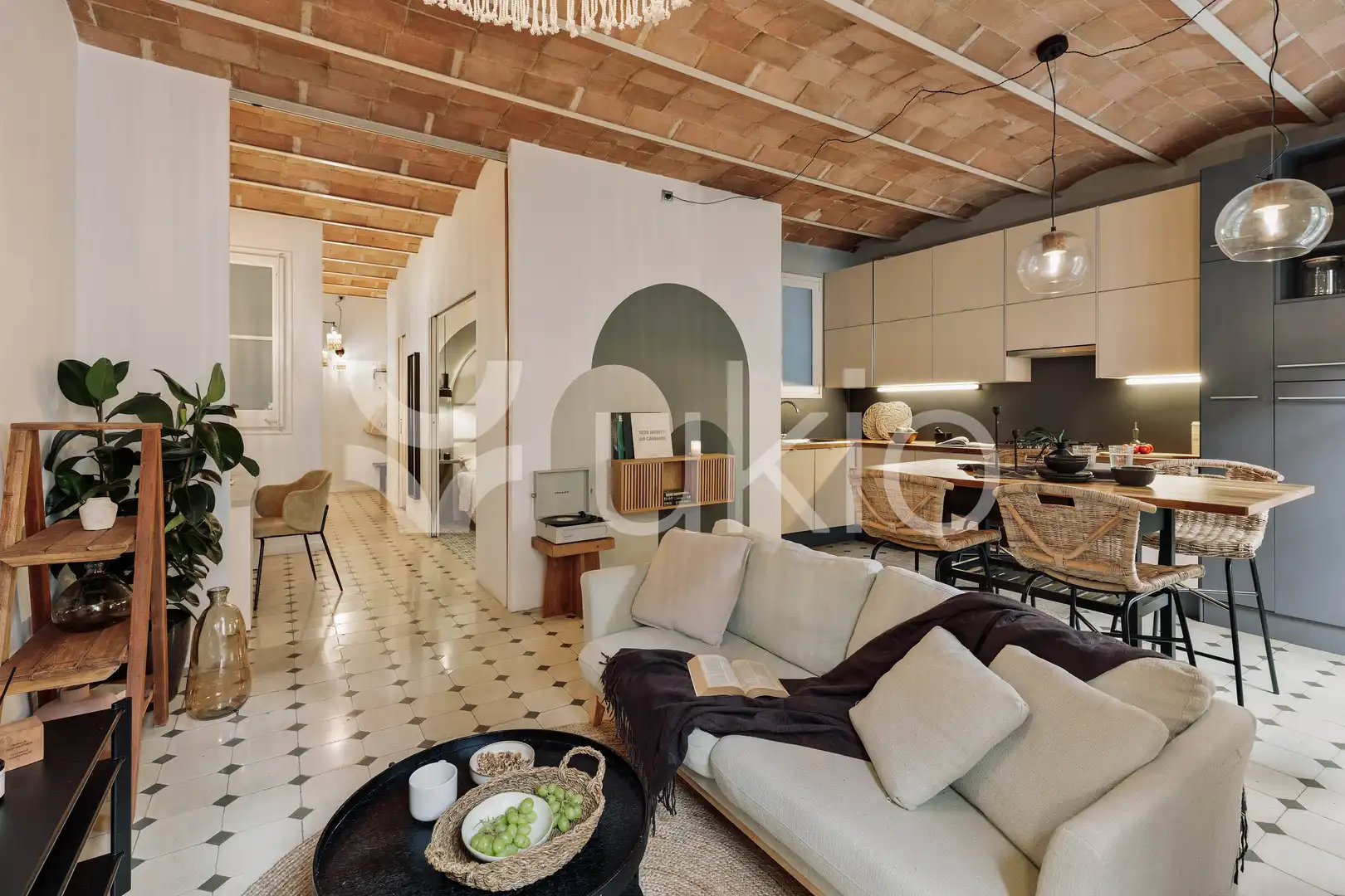 Sala de estar de Apartamento de alquiler en Barcelona con Aire acondicionado, Calefacción y Amueblado